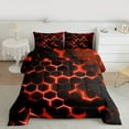 thumbnail image 2 of Manfei Geometric Honeycomb Full Size Comforter Sets,Modern Minimalism Geometric Bedding Comforter Set,Black Red Hexagon Bedding Sets For Teens,Ultra Soft Home Decor Reversible,3-Piece, 2 of 8