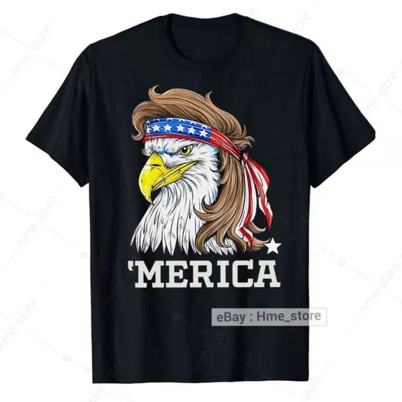 Merica Bald Eagle T-Shirt Usa Patriotic America Mullet 4Th Of July Tee