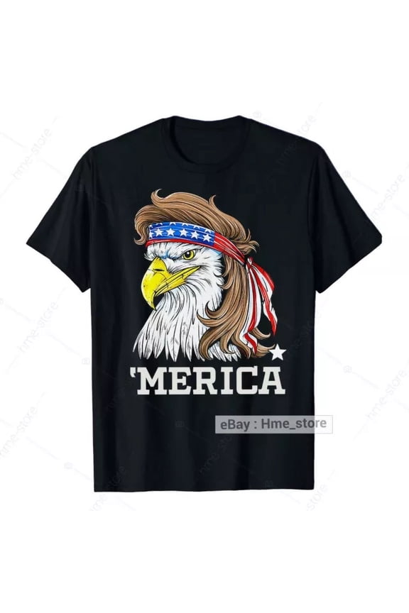 Merica Bald Eagle T-Shirt Usa Patriotic America Mullet 4Th Of July Tee