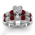 thumbnail image 1 of Cheers 2Pcs/Set Retro Women Faux Ruby Heart Rhinestone Inlaid Finger Ring Jewelry Gift, 1 of 2