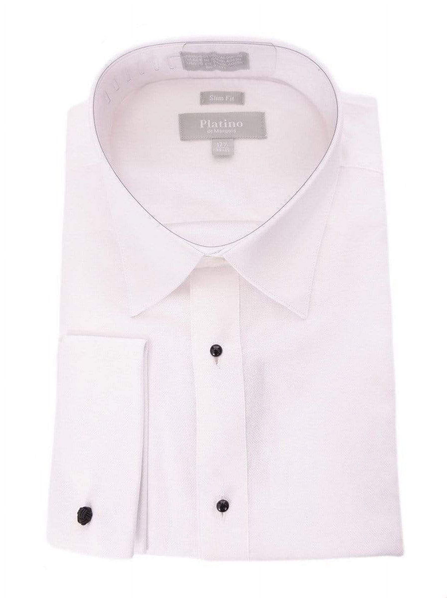 slim fit dress slacks Slim Fit French Cuff 100% Cotton Wing Tip White Tuxedo Shirt S / 6 / White main image 1