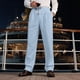 thumbnail image 5 of Pantalones de hombre de longitud completa, lisos, informales, con bolsillos, tipo recto, con botones en la cintura, para el tiempo libre y el trabajo, de poliéster., 5 of 9