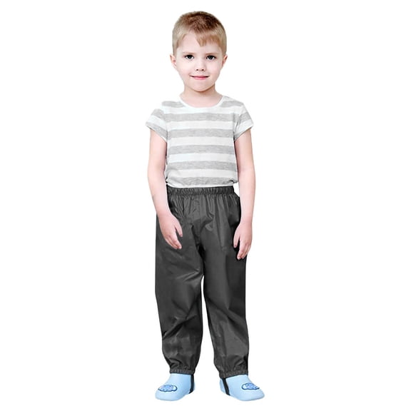 QUOTAY Girls Boys Toddler Baby Rain Pants Long Trousers for Outdoor Play and Ages 1-12 Years Black,L