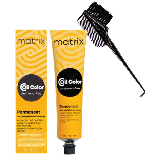 6RV Light Brown Red Violet , MATRIX Coil Color Ammonia-Free Permanent Hair  Color, 60% Oils to Preserve Curl Definition Haircolor Dye - Pack of 1 w/  SLEEK 3-in-1 Brush/Comb 
