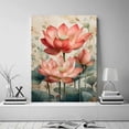 thumbnail image 2 of Mudket Watercolor Pink Lotus Canvas Wall Art, Framed Floral Botanical Print, Zen Flower Wall Decor for Bedroom Bathroom, Ready to Hang - 12"L x 8"W, 2 of 10