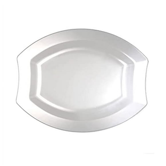 Party Essentials 20 Count Hard Plastic 10.5" Royalty Dinnerware Oval Dinner Plates, Clear