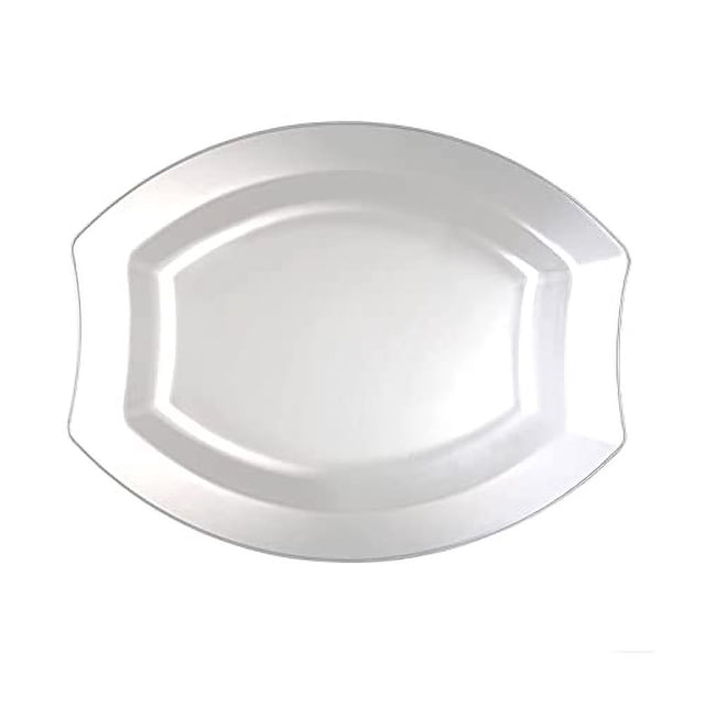 Party Essentials 20 Count Hard Plastic 10.5" Royalty Dinnerware Oval Dinner Plates, Clear