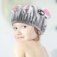 thumbnail image 4 of 2 Pieces Cute Kids Shower Cap, Funny Cartoon Bath Hat,Boys or Girls Waterproof Shower Bath Caps (Gray Mouse + Pink Pig), 4 of 5