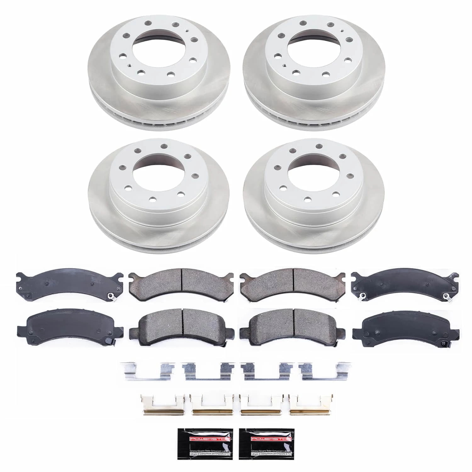 PowerStop Front and Rear Semi-Coated Rotor and Low-Dust Ceramic Brake Pad Kit SC2072