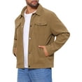 thumbnail image 4 of INSPIRE CHIC Men's Casual Solid Color Long Sleeve Button Pockets Corduroy Trucker Jacket S Brown, 4 of 5