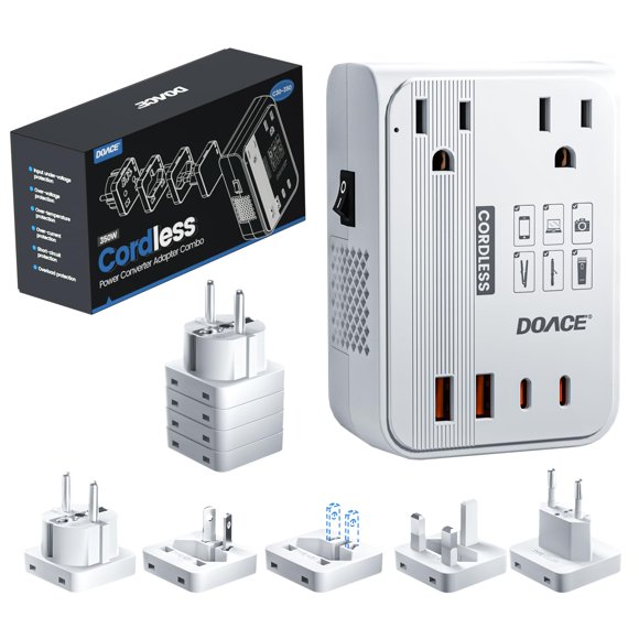 Convertidor de voltaje DOACE 350W 220V a 110V para viajes por Europa