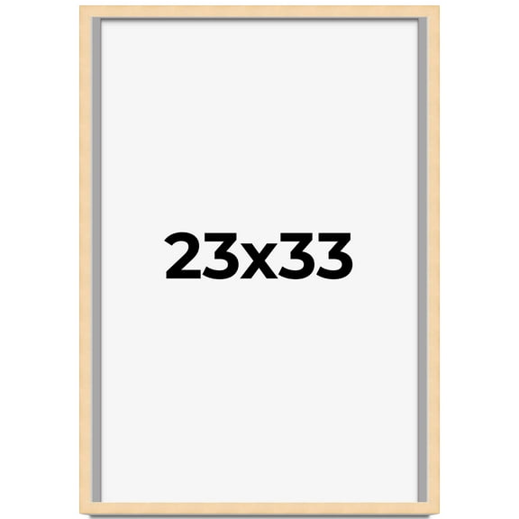 23x33 Frame Natural Wood Picture Frame | 0.75 Inch Moulding Width | with UV Acrylic Plexiglass,