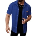 thumbnail image 4 of Ceisia Men's Short Sleeve Classic Fit Polo Shirt Solid Color Casual Button Down Collared with Pocket Versatile Daily Essential Top Gifts for Father Blue S, 4 of 5