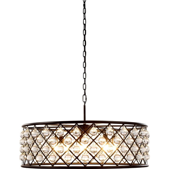 Pendant MADISON 8-Light Polished Nickel Clear Crystal Glass Iron Grid Sm EL-3460