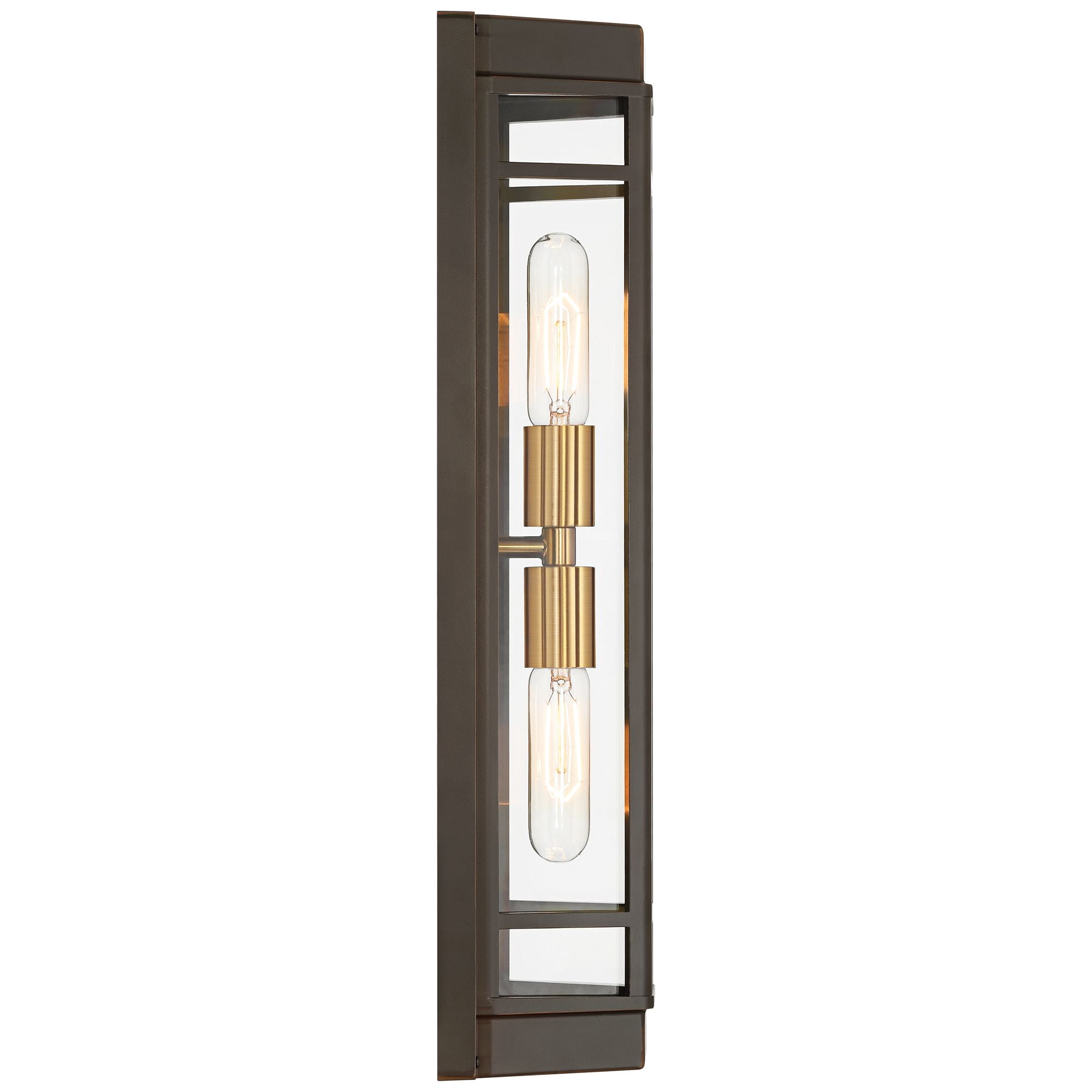 John Timberland Catie 21" High Modern 2-Light Outdoor Wall Light Fixture Mount Porch House Sand Bronze and Brass Finish Aluminum