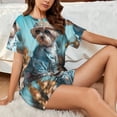 thumbnail image 4 of KLL Stylish Dog in Denim Outfit Print Pajama Set for Women Short Sleeve Sleepwear Pjs Soft 2 Piece Lounge Sleepwear Sets-Large, 4 of 6