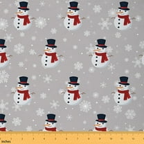 Castle Fairy Christmas Snowman Fabric by the Yard 2 Yards for Teens,Winter Snowflake Room Decor Fabric by the Yard,Grey Red Sewing Fabric,Ultra Soft Home Decor