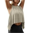 thumbnail image 3 of SEAOPEN Workout Tops Open Back Shirts Gym Athletic Clothes Musle Tank for Women Khaki,S, 3 of 7