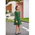 thumbnail image 4 of Oudiya Girls Long Sleeve Dress Tiered Flowy Sundress Green Midi Swing Casual Dress, 3-10 Years, 4 of 6