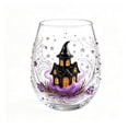 thumbnail image 3 of Halloween Stemless Wine Tumbler, Spooky Haunted House Ghost Black Cat Pumpkin Carriage Glass Cup, Indoor Outdoor Halloween Decorations, Clear Cocktail Drinkware for Party Table Decor Holiday Gift, 3 of 8