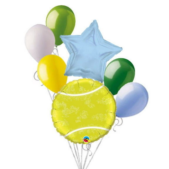 7 pc Tennis Ball Balloon Bouquet Party Decoration Happy Birthday Father Court