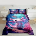 thumbnail image 2 of Manfei Girly Pink Axolotl Full Size Comforter Sets, Kawaii Cartoon Sealife Bedding Comforter Set, Marine Ocean Coral Reversible Bedding Sets, Ultra Soft Home Decor, 3pcs, 2 of 8