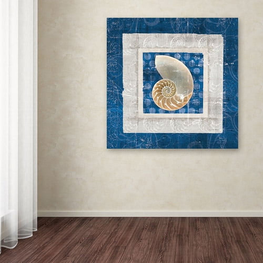 Trademark Fine Art "Sea Shell II on Blue" Canvas Art by Belinda Aldrich