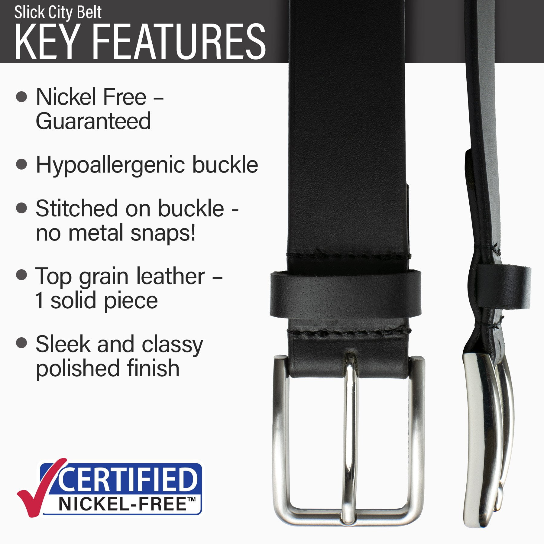 ベルト ORR Slick buckle belt Slick City Leather Belt by Nickel Zero® - Nickel Free Belt