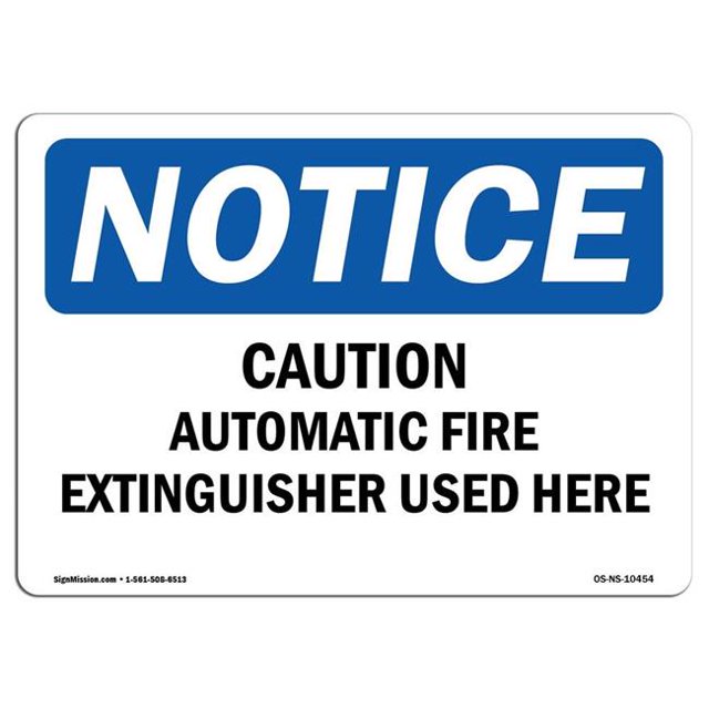 SignMission OS-NS-A-710-L-10454 7 x 10 Po Panneau de Signalisation OSHA - Mise en Garde Extincteur Automatique Utilisé à l'Intérieur