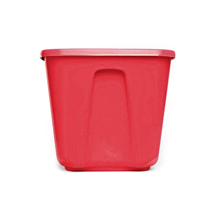 Hefty 18 Gallon Plastic Storage Tote with HIRISE Lid, Holiday Red, Set of 6  