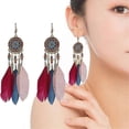 thumbnail image 3 of Black Feather Earrings Boho Beaded Earrings Women's Drop Tassel Earrings--2pcs--pink--Product code 83875 2pcs pink, 3 of 5