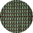 thumbnail image 1 of Ahgly Company Indoor Round Abstract Turquoise Blue Modern Area Rugs, 3' Round, 1 of 4