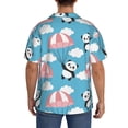 thumbnail image 3 of Balery Panda Flying in the Sky Camisa Casual de Manga Corta con Botones para Hombre, Texturizada, Estilo Cubano, para Playa, Verano-3X-Large, 3 of 5