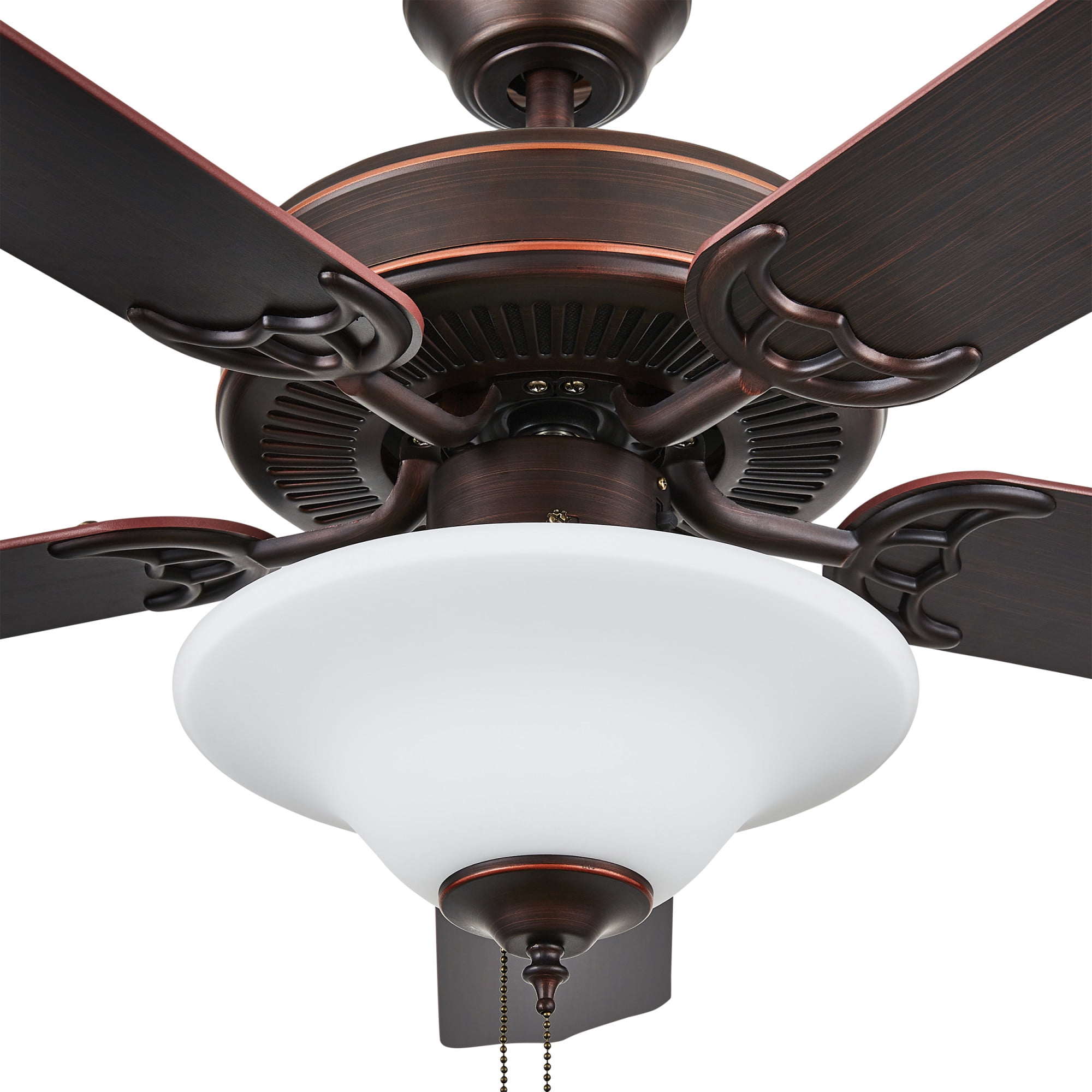 52HES5ORB-MB-LED-WH-Concord Fans-Heritage Square - 52 Inch 5 Blade Ceiling Fan with Light Kit   Oil Rubbed Bronze Finish with Oil Rubbed Bronze Blade