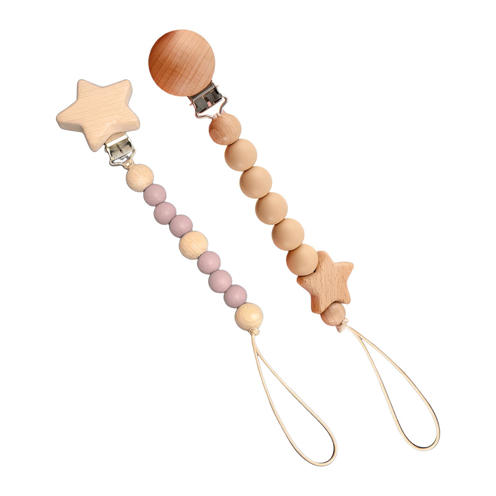 XIRQI 2Pcs Pacifier Clip,Stable Clips, Prevents Loss and Falling Pacifier Holder,Multi-Purpose Pendant, One Chain for Multiple Uses Binky Clips