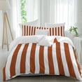thumbnail image 2 of Burnt Orange Stripe Bedding 3 Piece Duvet Cover Set Twin Size, Farmhouse Striped Abstract Art Soft Microfiber Comforter Cover with Zipper Closure & Pillowcases, Wrinkle & FadeResistant Quilt Cover, 2 of 9