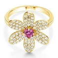 thumbnail image 3 of Gem Stone King 18K Yellow Gold Plated Silver Ring Round Pink Moissanite (1.21 Cttw), 3 of 5
