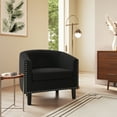 thumbnail image 2 of BELLEZE Accent Barrel Chairs Set of 2, Modern Tub Club Chairs Upholstered Armchairs for Living Room, Accent Chairs with Silver Nail Head Trim Black Legs - Kyara (Black/Polyester), 2 of 7