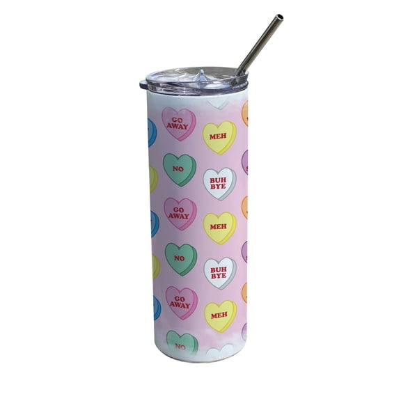 Valentines Day Collection (Anti-Valentine Hearts) 20 oz Stainless Steel Travel White Tumbler with Straw