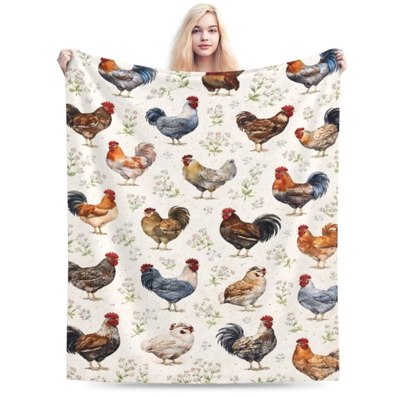 Cozy Cute Chicken Printed Flannel Blanket - Lightweight & Soft Throw for Kids, Adults, Couch, Bed, Sofa 50x40