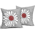 thumbnail image 2 of Red White Daisy Pillow Covers 16x16 Set of 2 Spring Summer Gray Grey Colored Decorative Throw Pillows Outdoor Modern Art Flower Pillowcase Square Linen Cushion Case for Home Sofa Couch Bed, 2 of 6