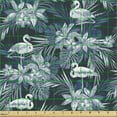 thumbnail image 2 of Ambesonne Exotic Fabric by the Yard Upholstery, Tropic Bouquets and Flamingo, 1 Yard, Dark Blue Multicolor, 2 of 5
