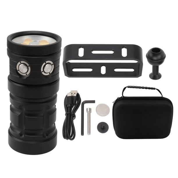 Linterna de buceo 18000LM 6000K IPX8, impermeable, recargable por USB, LED, con 3 luces para actividades subacuáticas de 100 m.