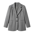 thumbnail image 3 of Fenkoxk Womens Winter Casual Long Sleeve Lapel Wool Coat Solid Color Button Open Front Blazer Jacket with Pockets, 3 of 5