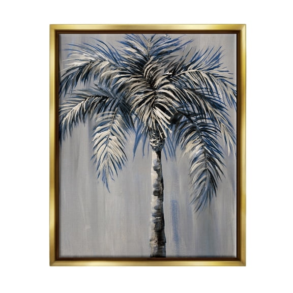 Stupell Industries Grey Palm Tree Painting Nature Painting Gold Floater Framed Art Print Wall Art, 25 x 31