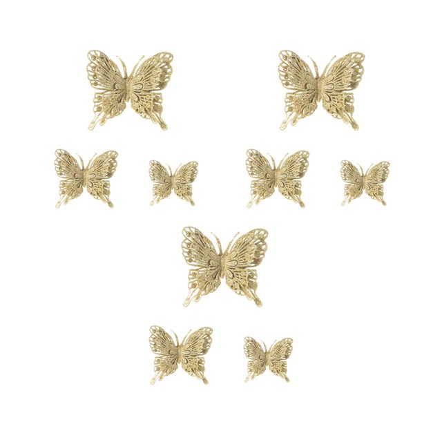 Christmas Tree Decorations,Christmas Decorations Tree Ornaments Wedding Gold Powder Butterflies 9 Piece Set for Photography Props