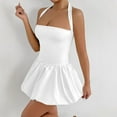 thumbnail image 2 of Telankuip Women's Halter Bubble Dress Trendy Sleeveless Backless Mini Dresses with Adjustable Sash for Party Evening Gala Club Night out Casual Solid Color Short Dressy White S, 2 of 8