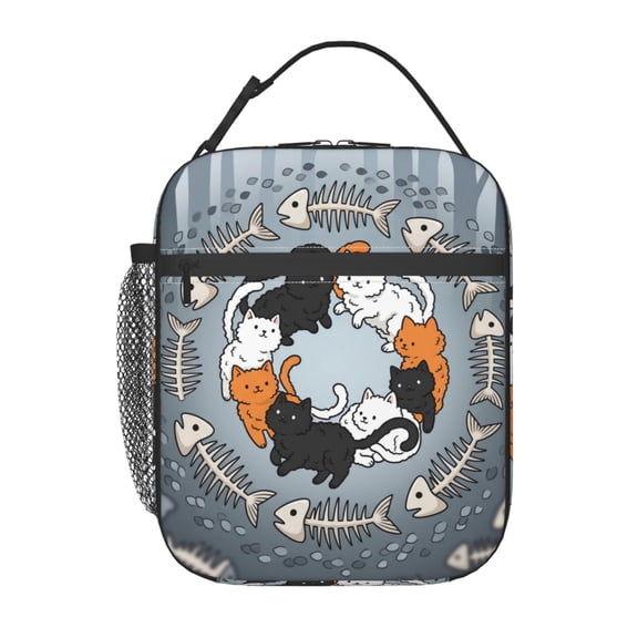 Cat Lunch Bag Insulated Leakproof Thermal Reusable Lunch Box With Buckle Handle Side Pocket For Work Office Travel Picnic Beach Gym