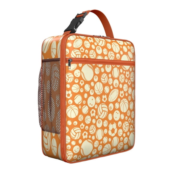 Baseball Football Volleyball Basketball Lunch Box for Women & Men, Insulated Leakproof Cooler Bag - Reusable Sports Meal Tote for School, Games and Practice