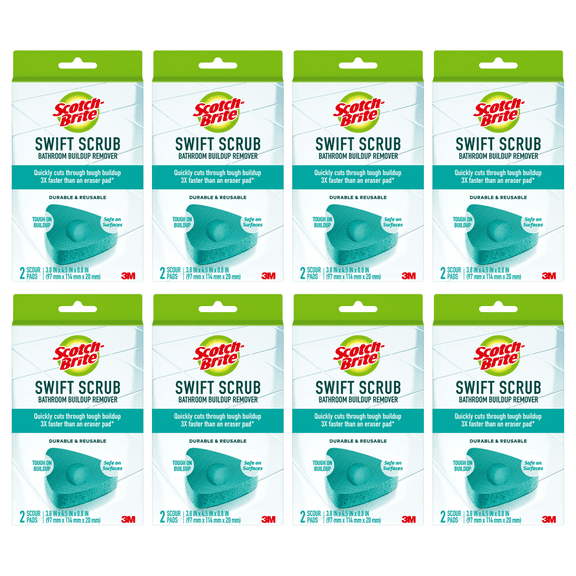 Scotch-Brite Swift Scrub Bathroom Buildup Remover: (Green) [16-pack]